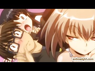 Busty hentai coed double penetration by shemale anime