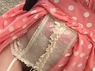 Maeva French flashing outdoor in public place and dildo fucking